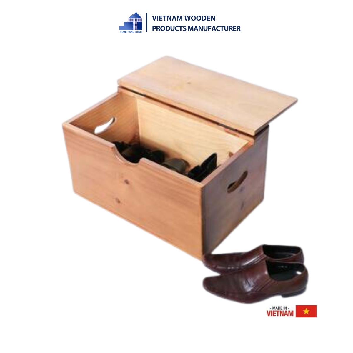 Large Wooden shoe boxes with snap-on lid [SH001]