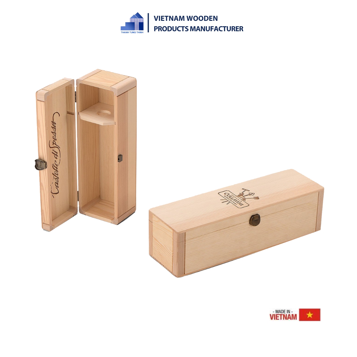 Basic Single-bottle Wooden Wine Box with Snap-on Lid Design [WB001]
