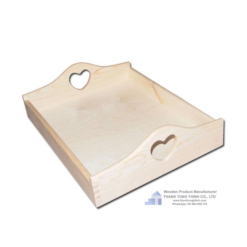 Wooden tray with Heart-Shaped Handle [WTR004]