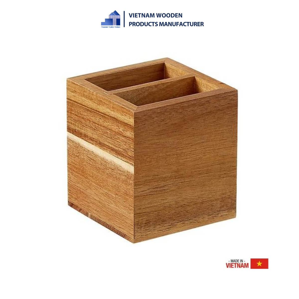 Convenient Dual-Compartment Wooden Flower Box [WFB09]