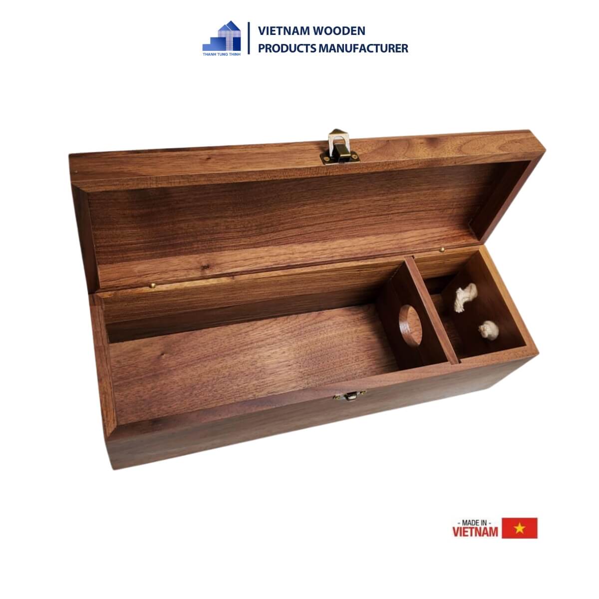 Single-Bottle Wooden Wine Box With Glass Holder [WB010]