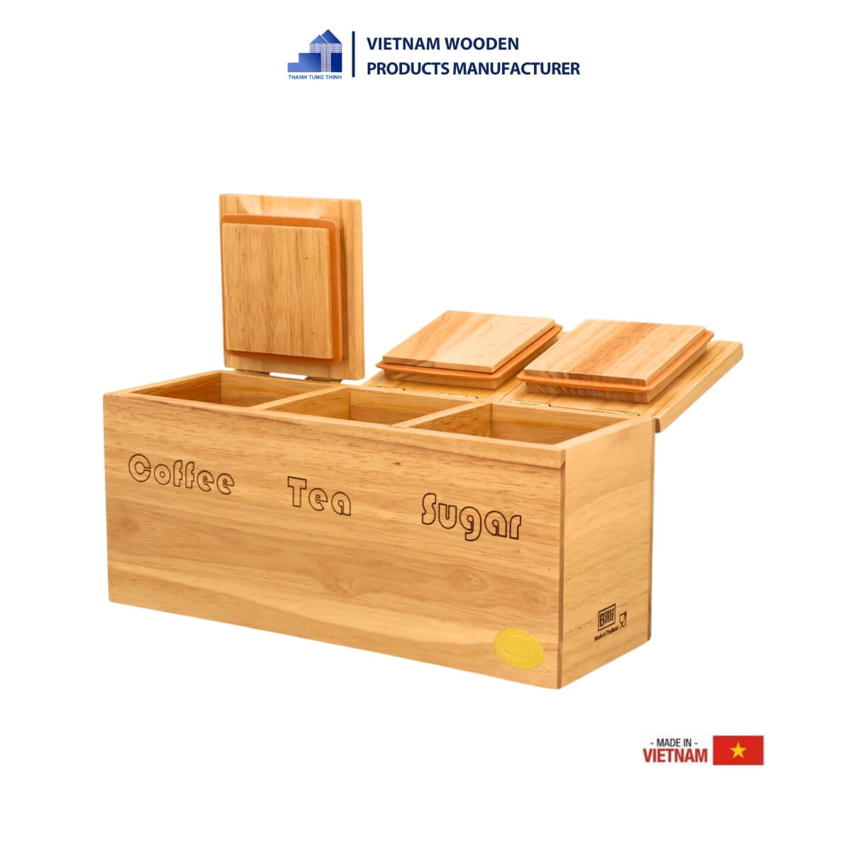 User-friendly and convenient 3-compartment Tea & Coffee box, perfect for wholesale.