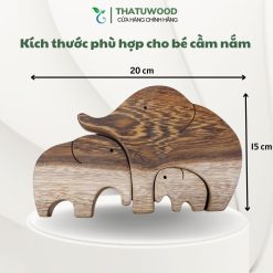 kích thước của bộ đồ chơi gỗ gia đình voi