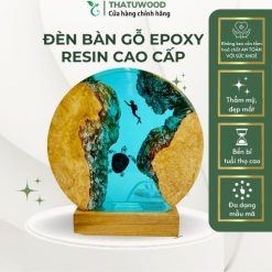 Đèn Bàn Epoxy Tròn Vịnh Họa Tiết Đại Dương