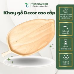 Khay gỗ chiếc lá trang trí