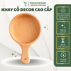 Khay Gỗ Tròn Sâu Lòng Có Tay Cầm