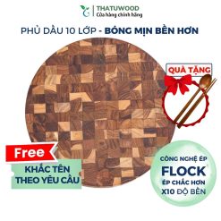 Thớt teak tròn mỏng size 30cm x 2.5cm