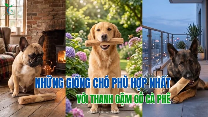Các giống chó đa dạng kích thước trải nghiệm sản phẩm giống chó phù hợp nhất với thanh gặm gỗ cà phê