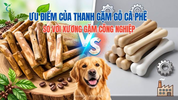 So sánh chi tiết thanh gặm gỗ cà phê so với xương gặm công nghiệp cho thú cưng