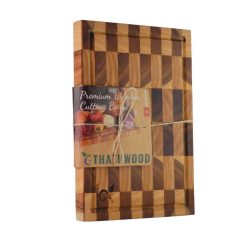 Thớt Gỗ Acacia (Tràm Keo) Thatuwood Kiểu Caro Size 30×20×2.5cm, Hình Chữ Nhật, Kết Cấu Ghép Khối (End Grain) | 01