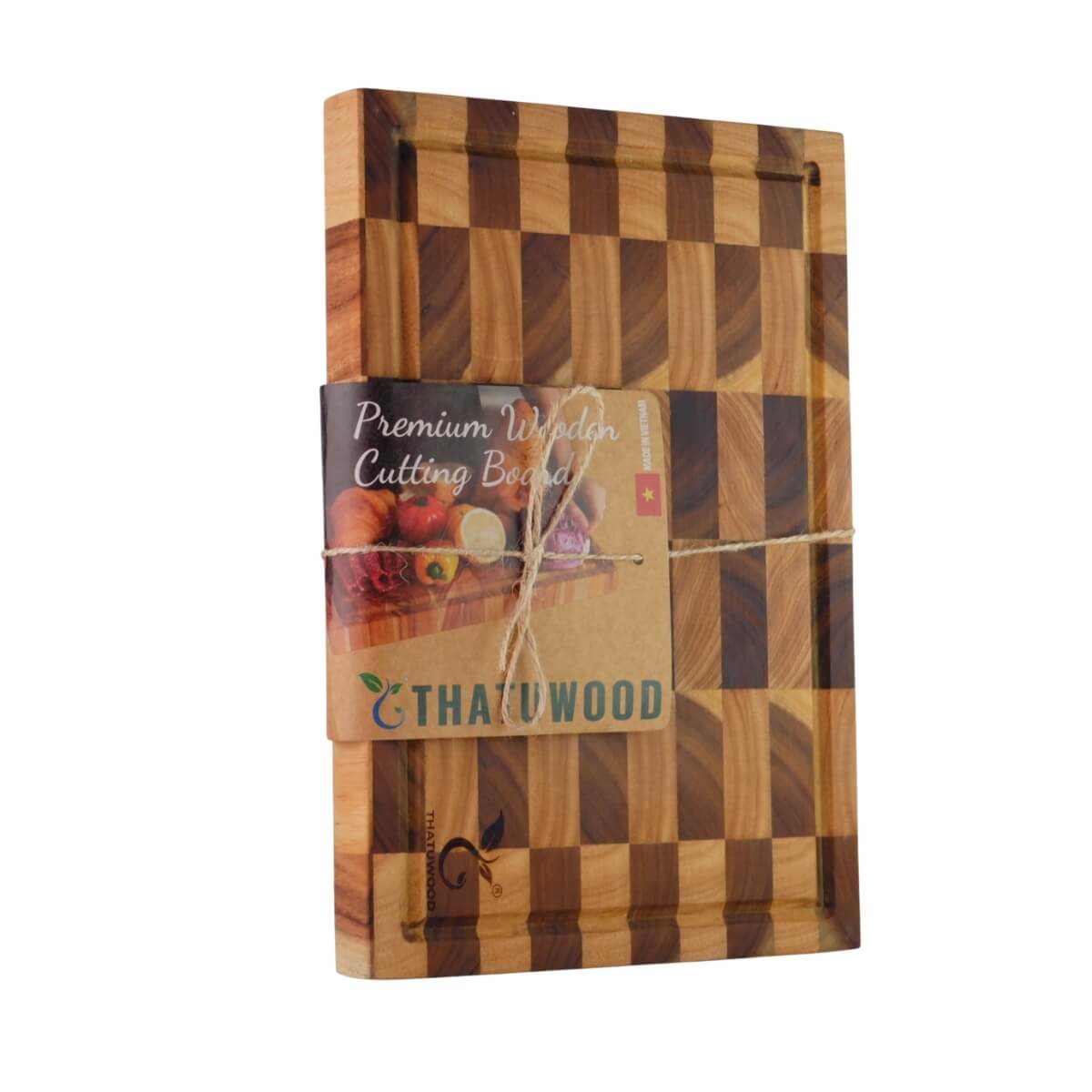 Thớt Gỗ Teak Mix Gỗ Cao Su Thatuwood Kiểu Caro Size 30×20×2.5cm 2 Thớt Gỗ Acacia (Tràm Keo) Thatuwood Kiểu Caro Size 30×20×2.5cm, Hình Chữ Nhật, Kết Cấu Ghép Khối (End Grain) | 01