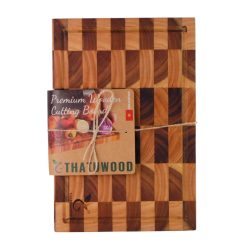 Thớt Gỗ Acacia (Tràm Keo) Thatuwood Kiểu Caro Size 30×20×2.5cm, Hình Chữ Nhật, Kết Cấu Ghép Khối (End Grain)
