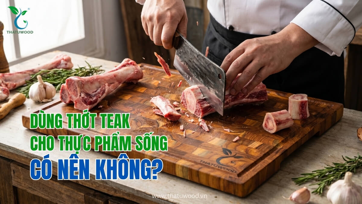 Có nên dùng thớt gỗ Teak cho thực phẩm sống?