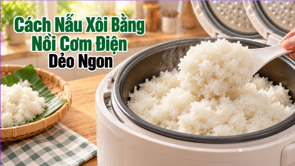Cách Nấu Xôi Bằng Nồi Cơm Điện Dẻo Ngon 1 Đĩa xôi dẻo thơm minh họa cho hướng dẫn cách nấu xôi bằng nồi cơm điện