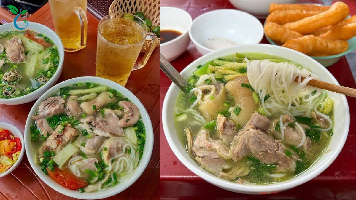 Tô bún chân giò dọc mùng nghi ngút khói chan nước dùng đượm vị qua cách làm dọc mùng không ngứa