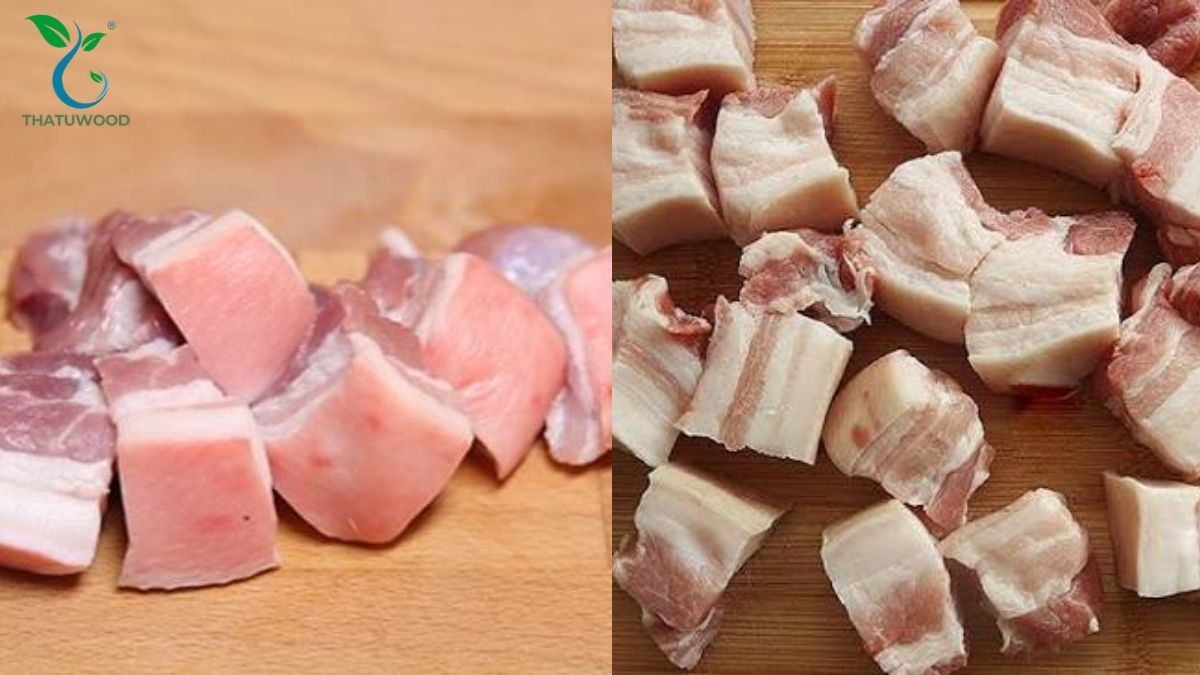 Cách Nấu Thịt Kho Tàu Không Cần Nước Dừa Đậm Vị Quê Nhà 2 Chọn thịt ba chỉ tươi ngon cắt miếng vuông áp dụng cho cách nấu thịt kho tàu không cần nước dừa