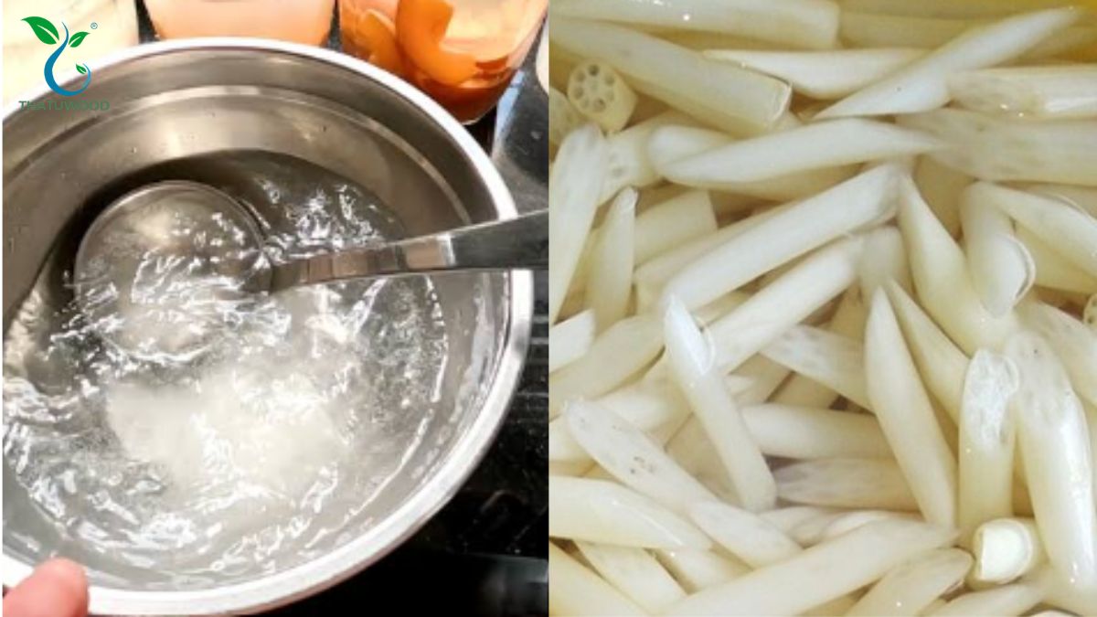 Cách Sơ Chế Ngó Sen Trắng Giòn Làm Món Gì Cũng Ngon 6 Bát nước ngâm ngó sen pha giấm đường giảm thâm khi sơ chế ngó sen