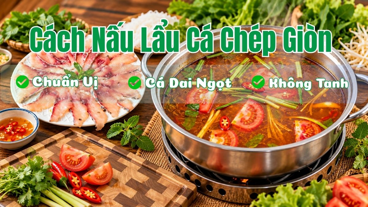Cách Nấu Lẩu Cá Chép Giòn Chuẩn Vị, Cá Dai Ngọt Không Tanh 1 Bàn tiệc bày biện đĩa cá phi lê trắng ngần cùng nồi nước dùng lẩu cá chép giòn